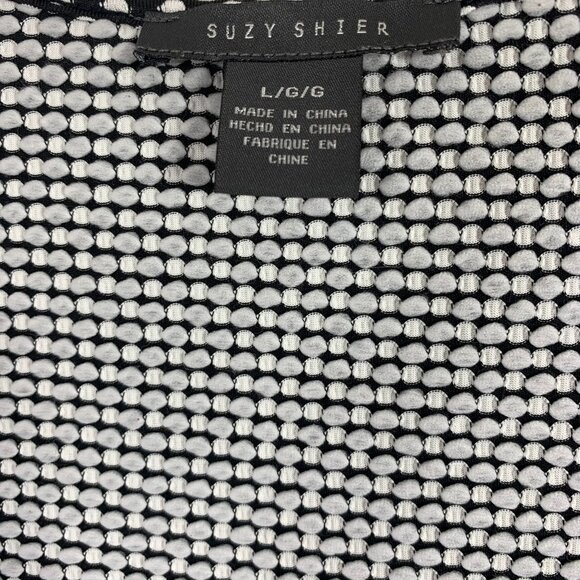 Suzy Shier Black White Polka Dot Peplum Top Blouse Stretch & skirt sz large set - Picture 2 of 16